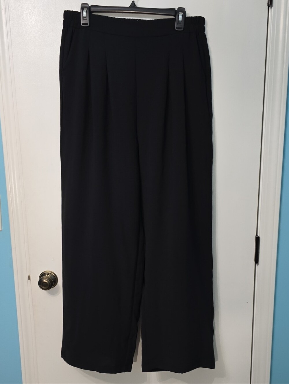 Wide Leg Black Women's Pants - Classic Pull-On Style